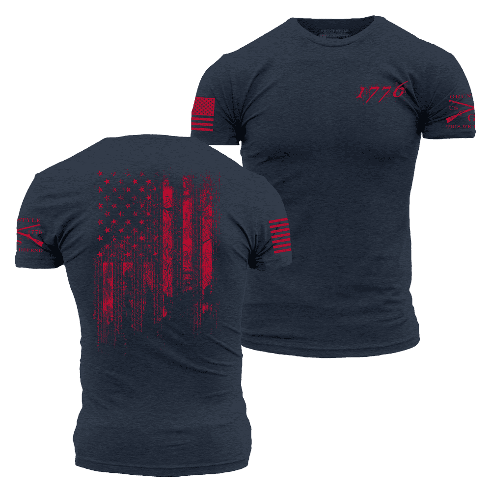 1776 Patriotic Flag Tee in Navy