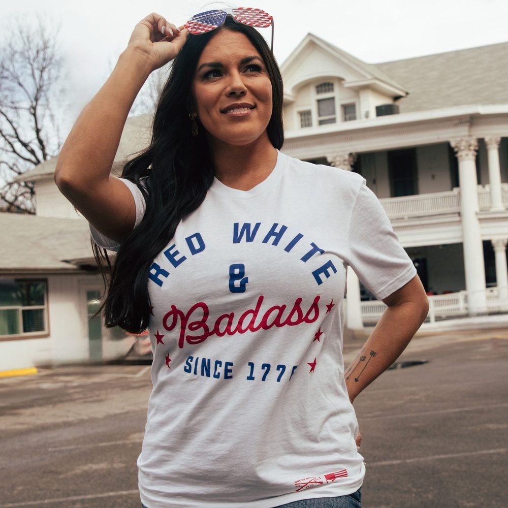 Women's Patriotic Boyfriend Fit Tee - White