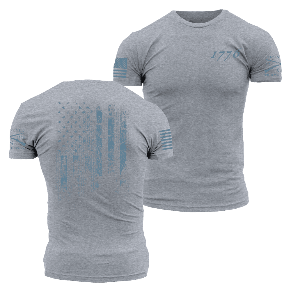 1776 Patriotic Flag Tee in Dark Gray
