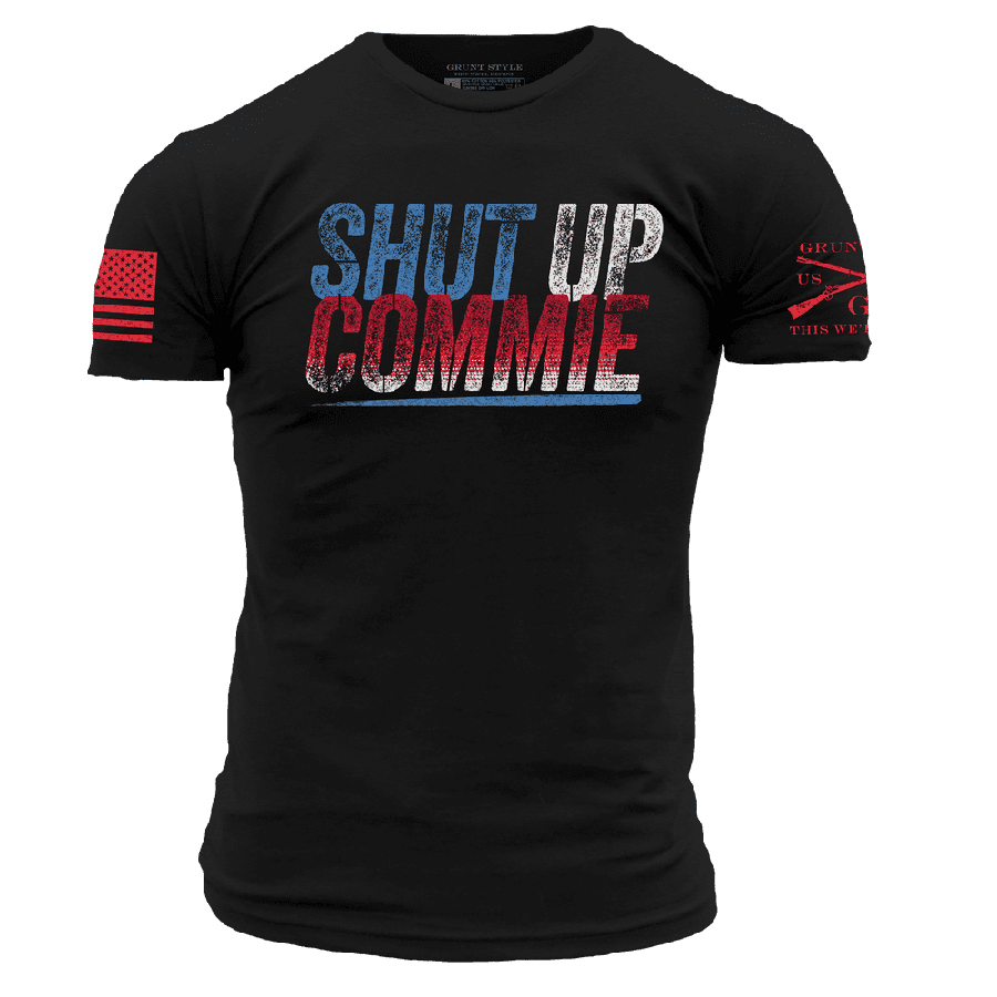 Black Shut Up Commie Graphic Tee