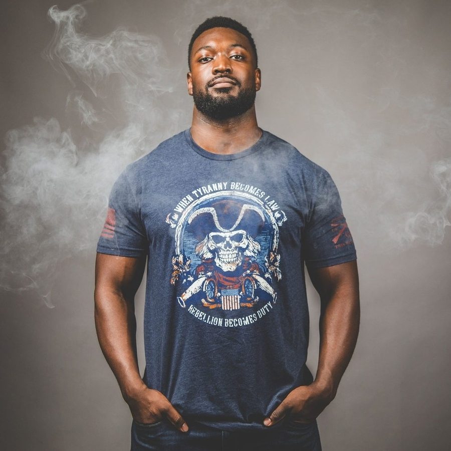 Rebellion Duty T-Shirt - Navy Blue Statement Tee