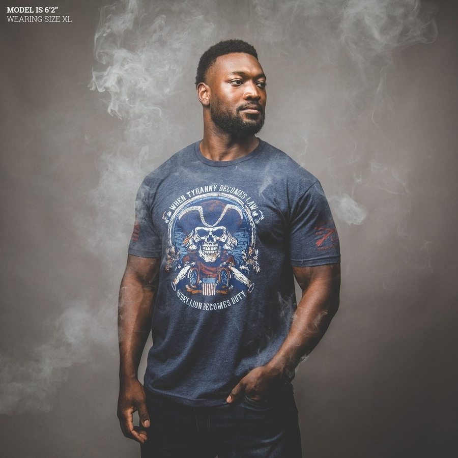 Rebellion Duty T-Shirt - Navy Blue Statement Tee