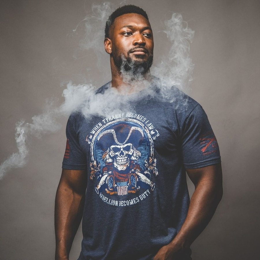 Rebellion Duty T-Shirt - Navy Blue Statement Tee
