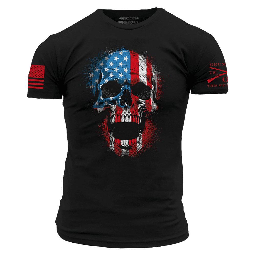 Black American Reaper Skull Graphic Tee