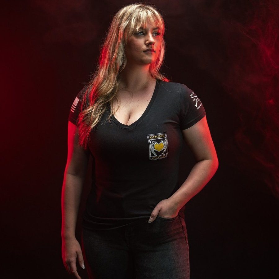 Black V-Neck Tarot Lover Tee for Women