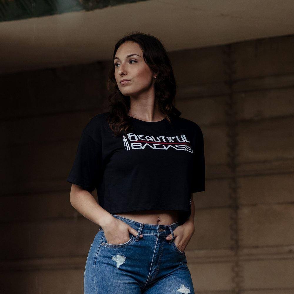 Badass Cropped Tee for Women - Black