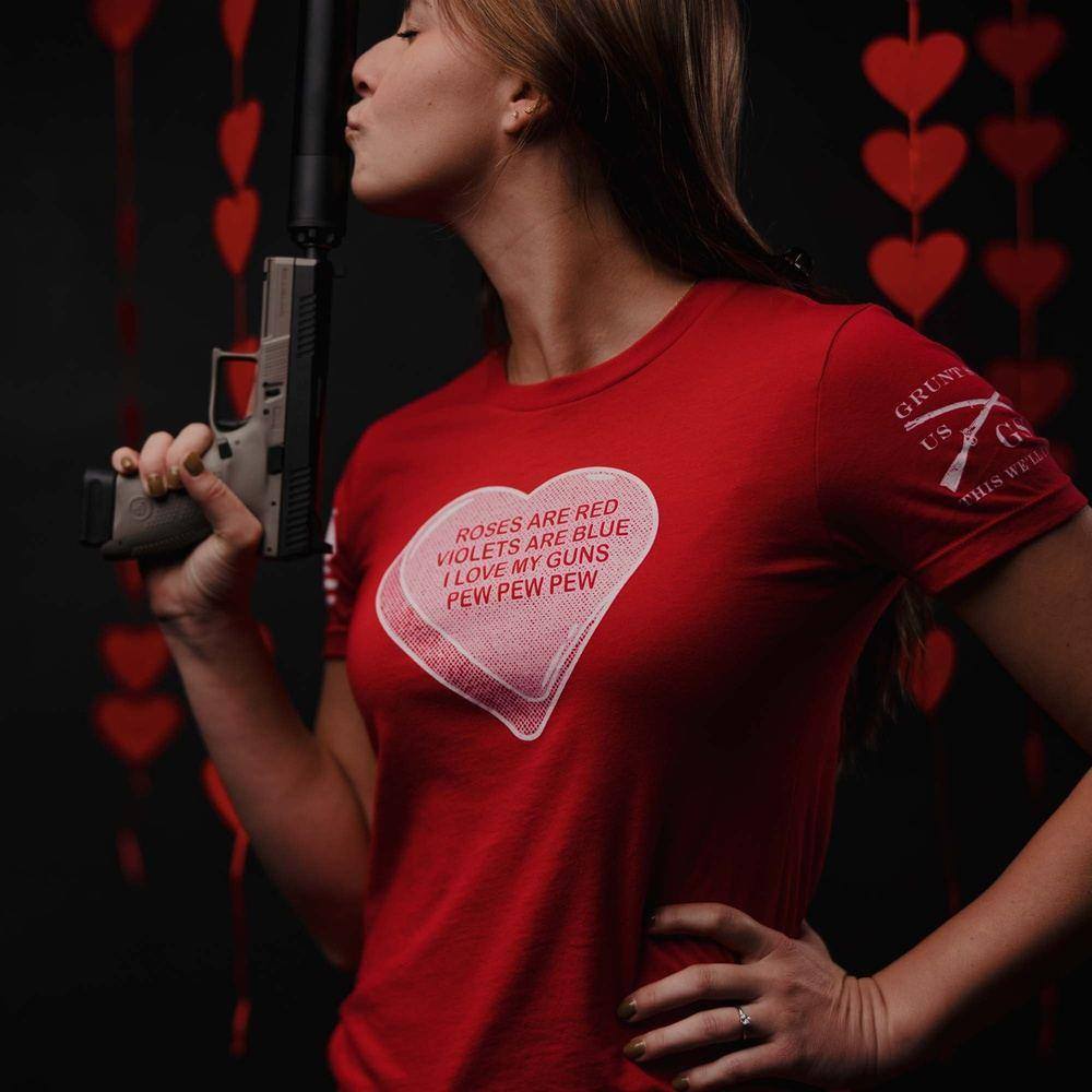 Pew Pew Poem Slim-Fit Women's Tee - Red