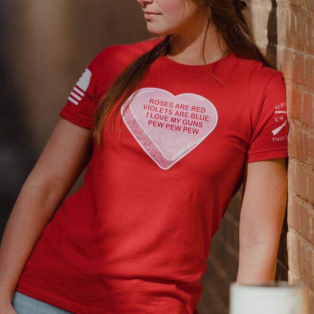 Pew Pew Poem Slim-Fit Women's Tee - Red