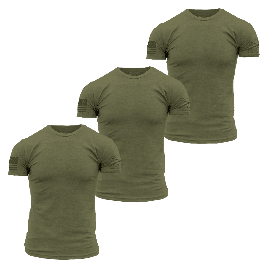 3-Pack Military Green Basic Tees
