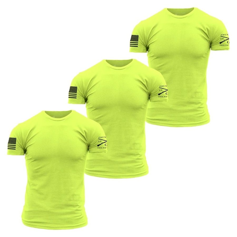 3-Pack Safety Green Basic Tees for Work