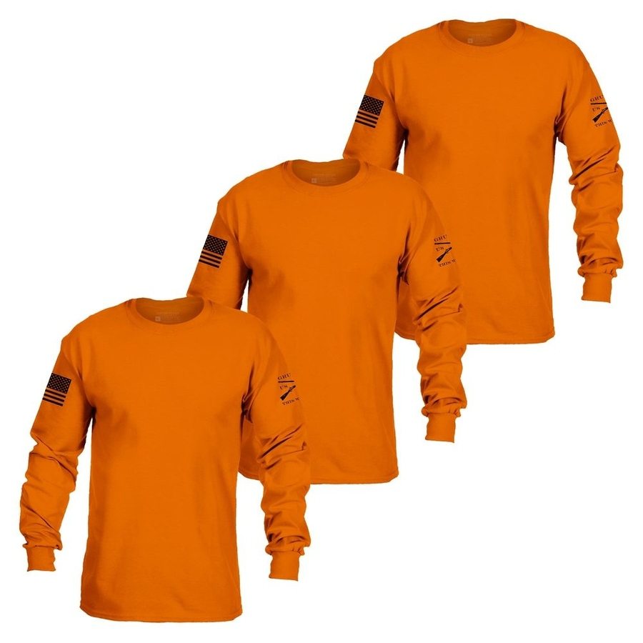 3-Pack Long Sleeve Safety Orange Work Shirts