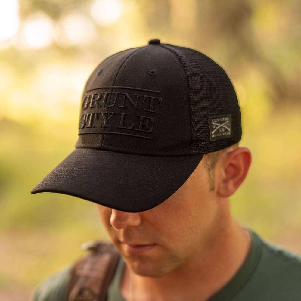 Grunt Style Black Stacked Logo Cap