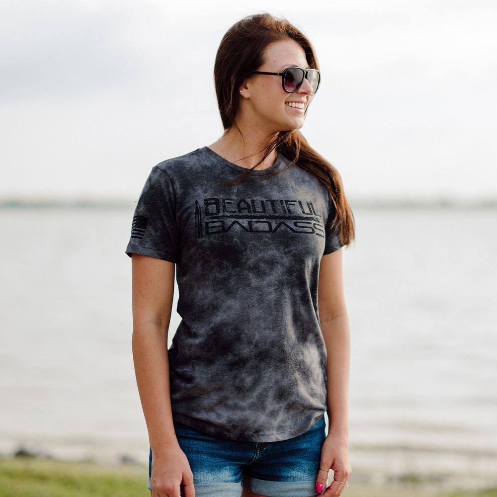 Badass Graphic Tee for Women - Black Wash
