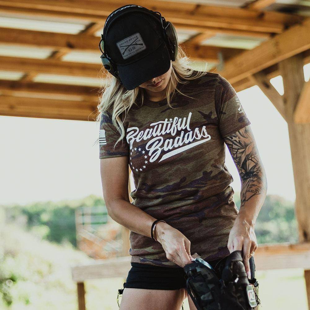 Women's Woodland Camo Badass Tee - Edgy Style