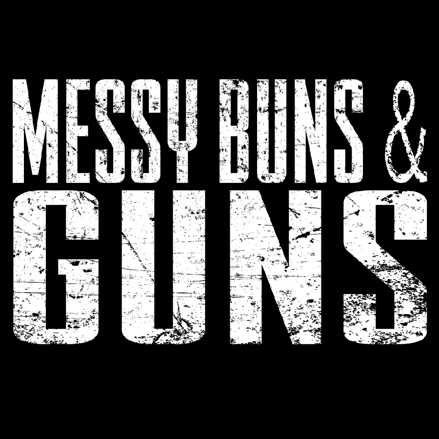 Black V-Neck Tee for Women - Messy Buns & Guns