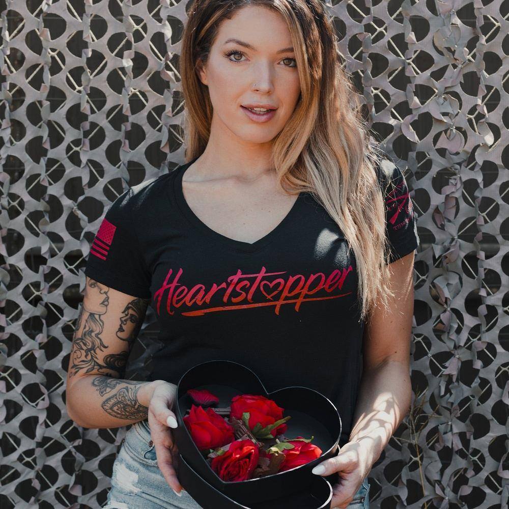 Black V-Neck Heartstopper Top for Women