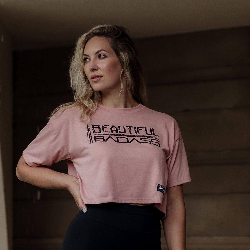 Desert Pink Cropped Badass Tee for Women