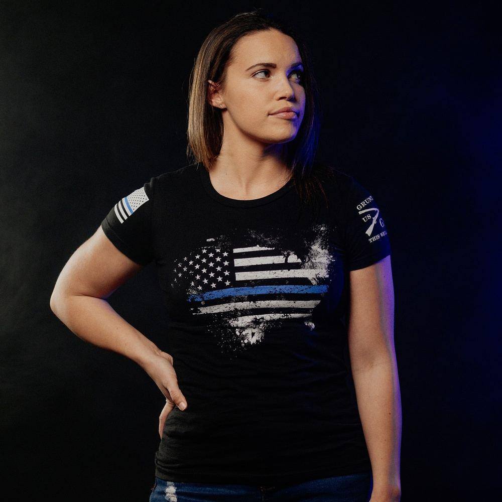 Black Slim Fit Women's Blue Line American Acid Tee