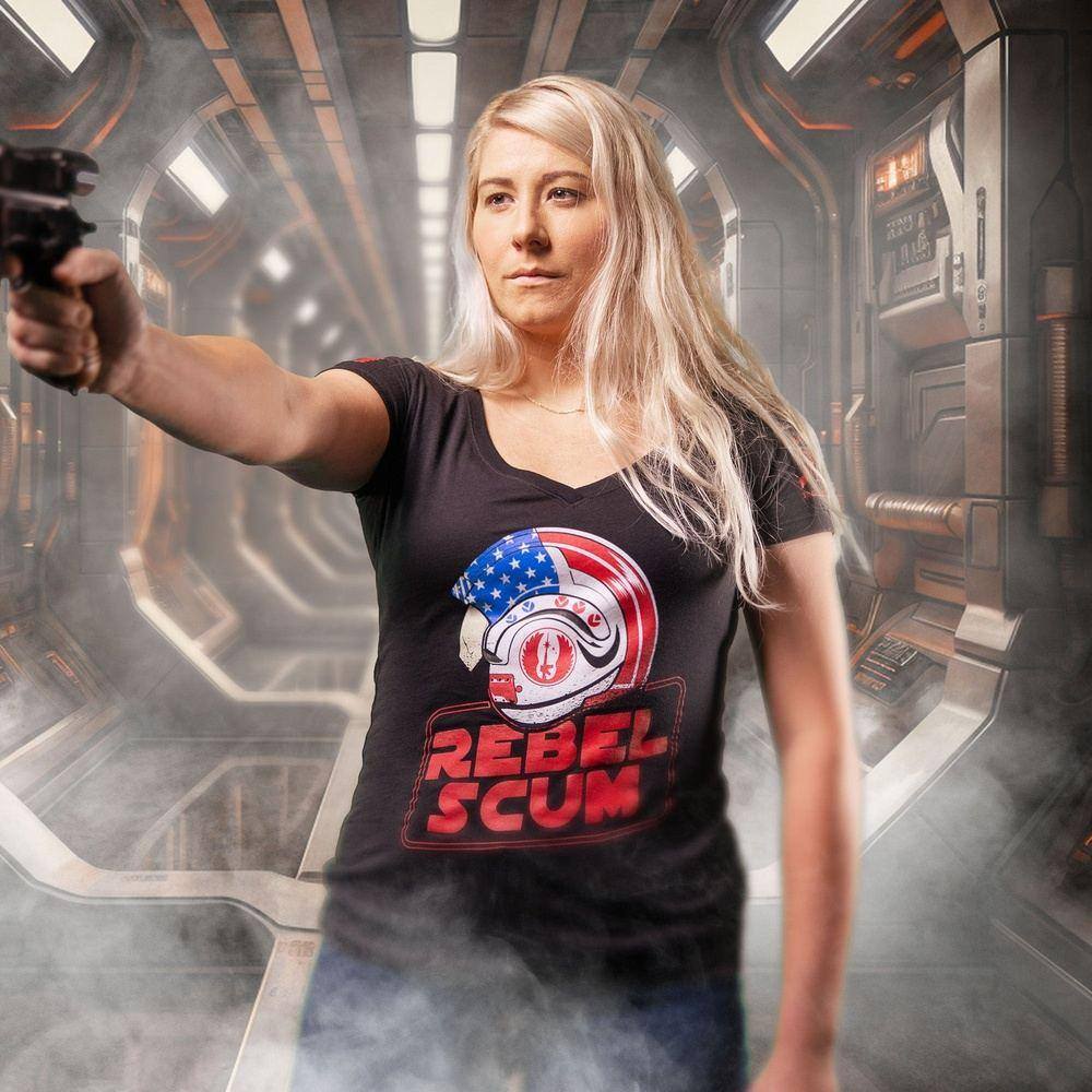 Rebellion Lives V-Neck Tee for Women - Black