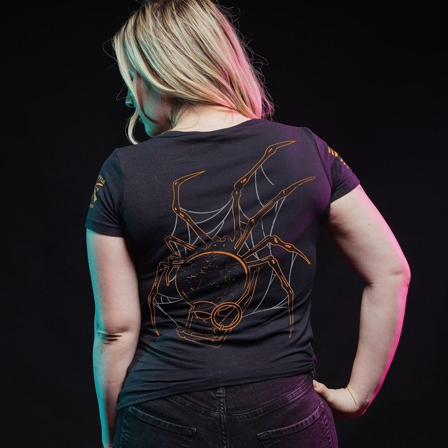 Black Arachnoblast V-Neck Top for Women