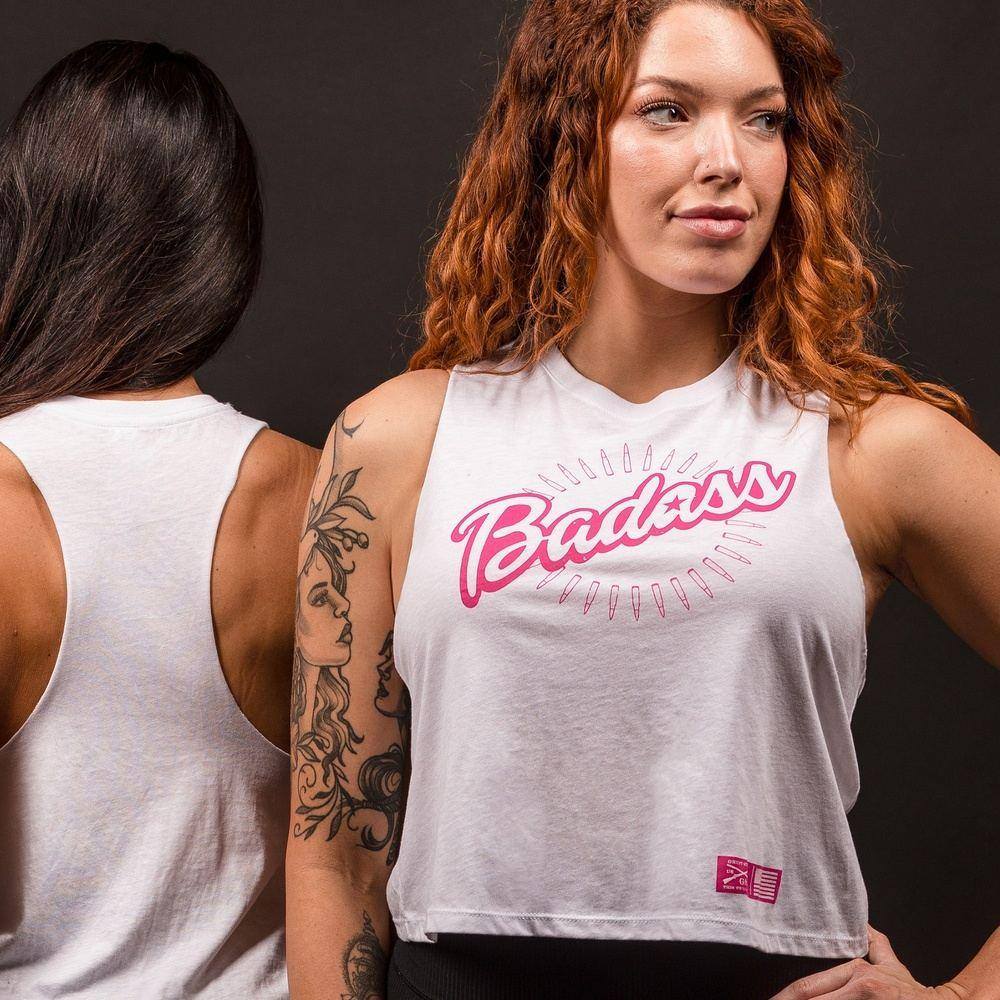 White Cropped Racerback Tank for Women