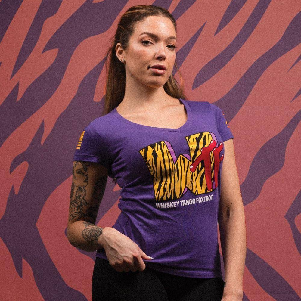Purple Rush WTF V-Neck Tee for Women