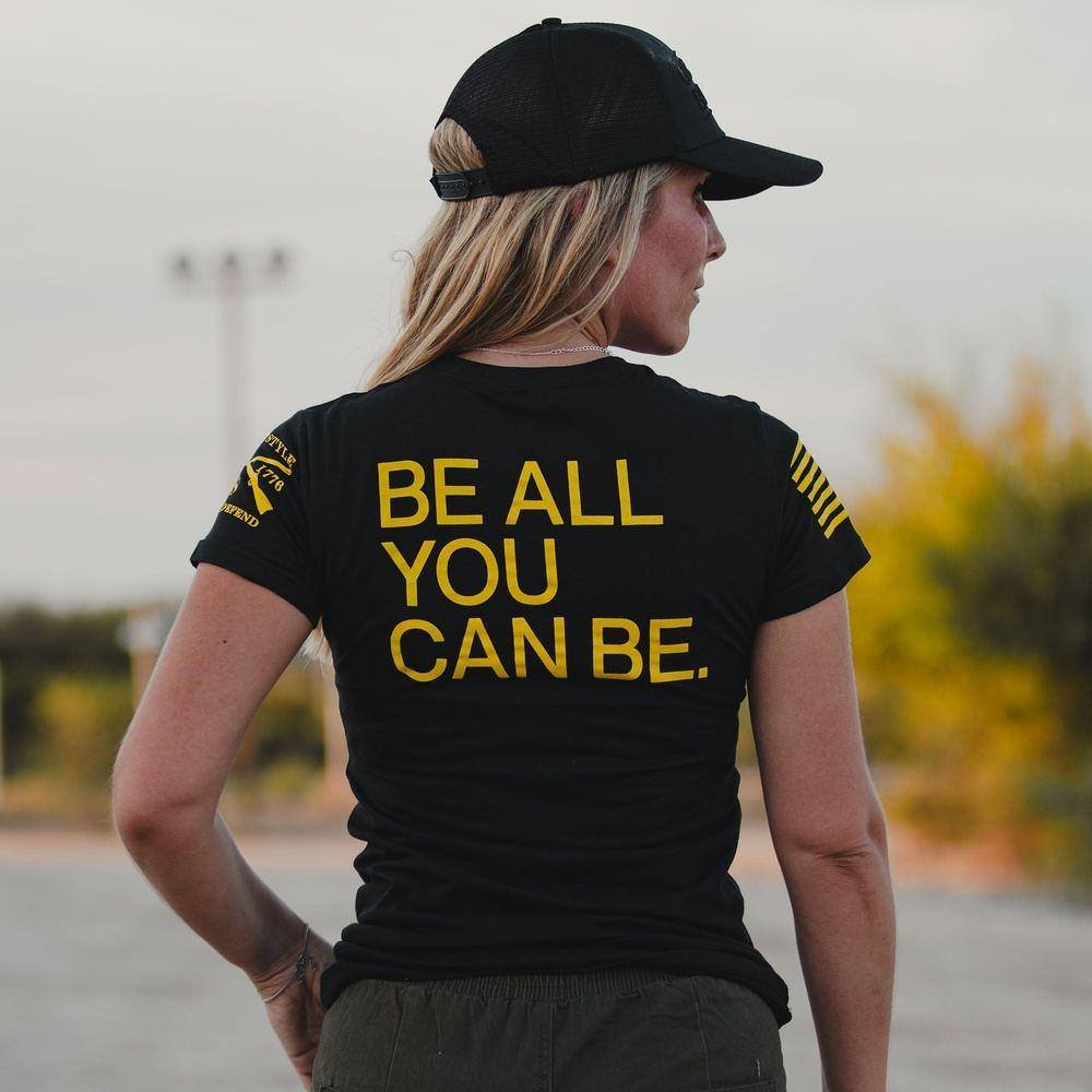 Army-Inspired Slim Fit Women's T-Shirt - Black