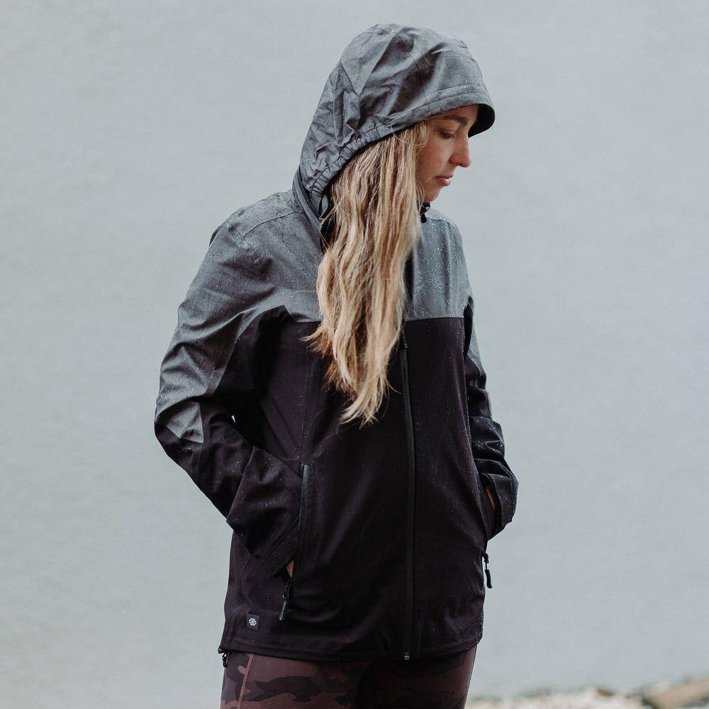 Black Waterproof Rain Jacket for Women