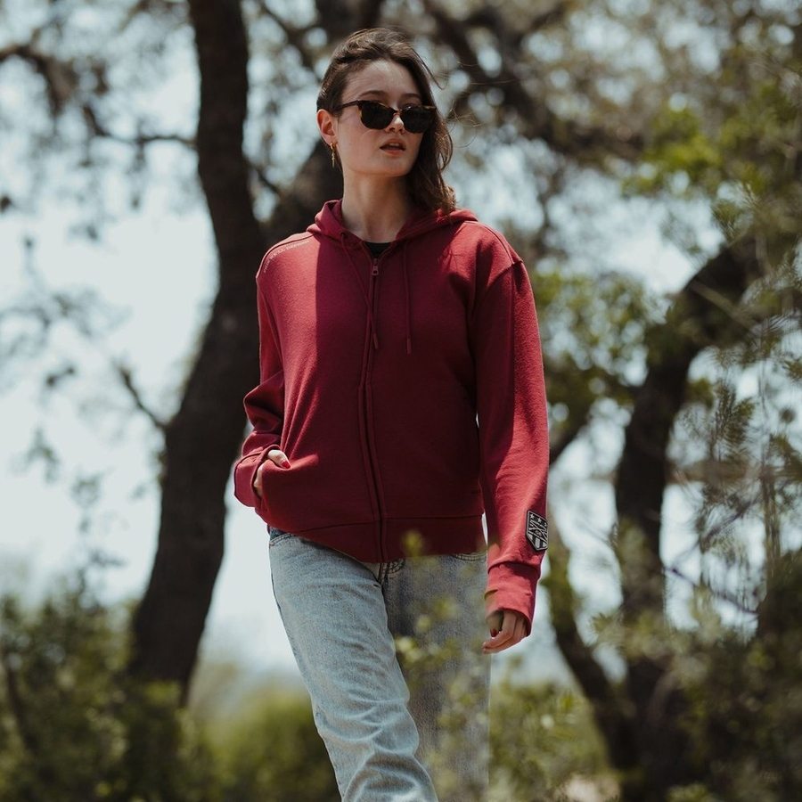 Red Plum Women's Full-Zip Hoodie – Lightweight & Stylish