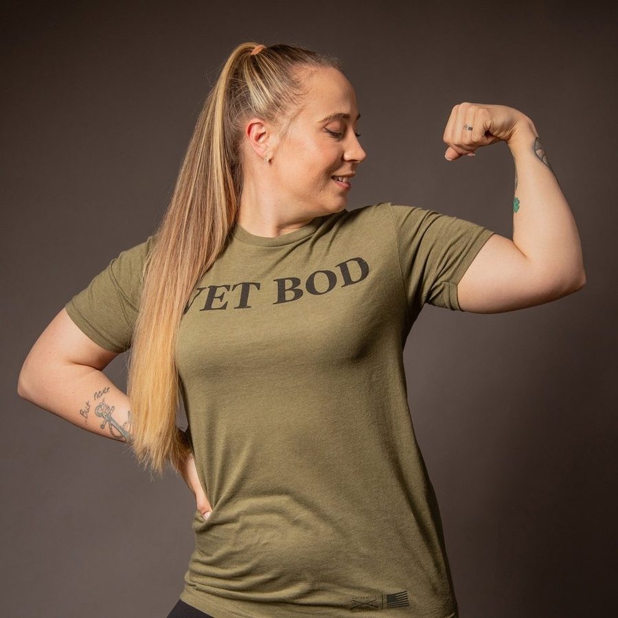 Military Green Boyfriend Tee for Women - Vet Bod Style