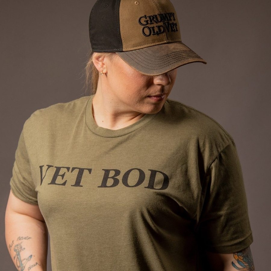 Military Green Boyfriend Tee for Women - Vet Bod Style