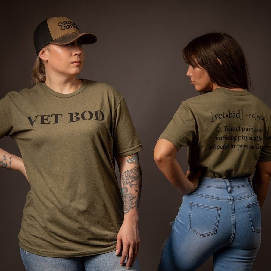 Military Green Boyfriend Tee for Women - Vet Bod Style