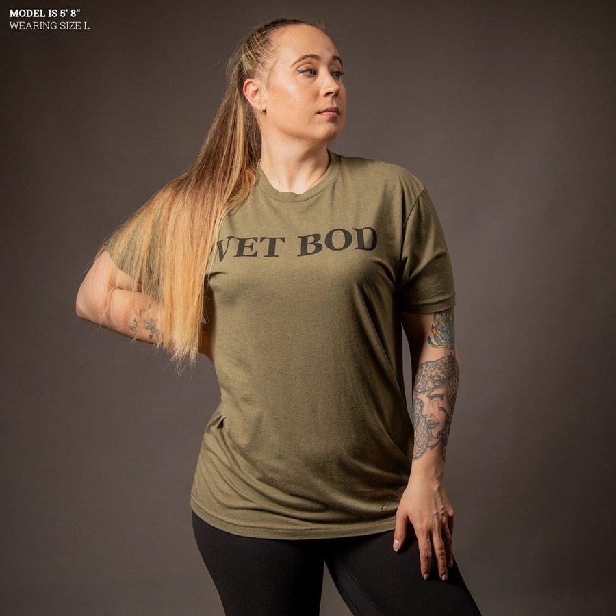 Military Green Boyfriend Tee for Women - Vet Bod Style