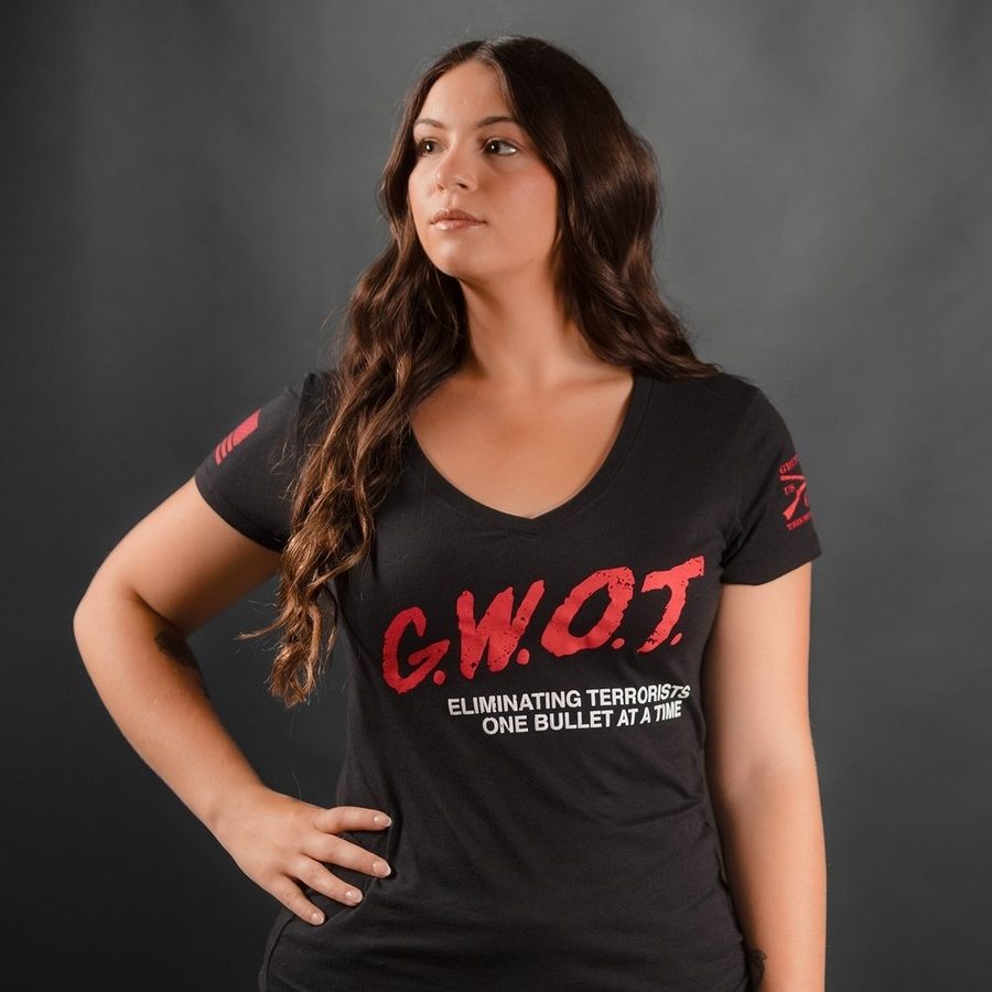 G.W.O.T. Women's Black V-Neck Tee
