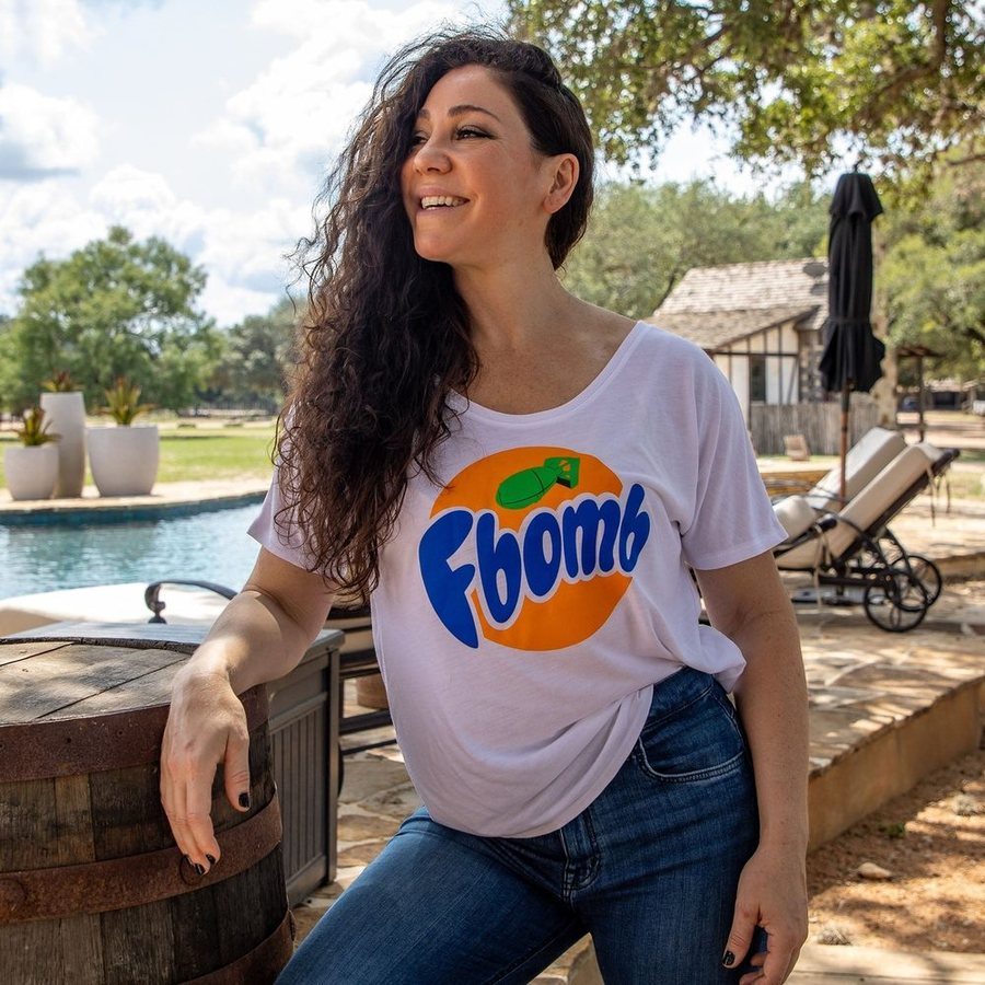 White F-Bomb Slouchy Tee for Women