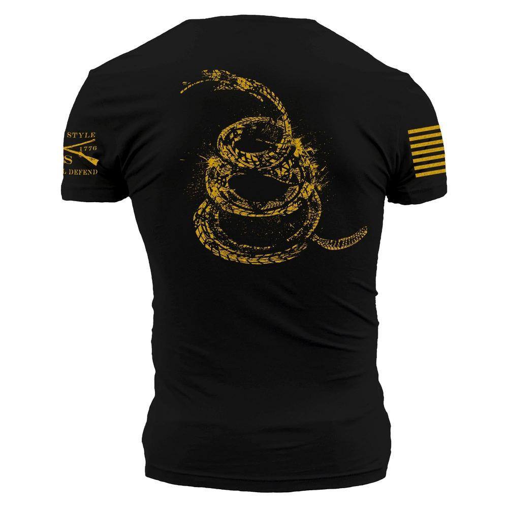 Black Gadsden Flag T-Shirt - Don't Tread on Me Design