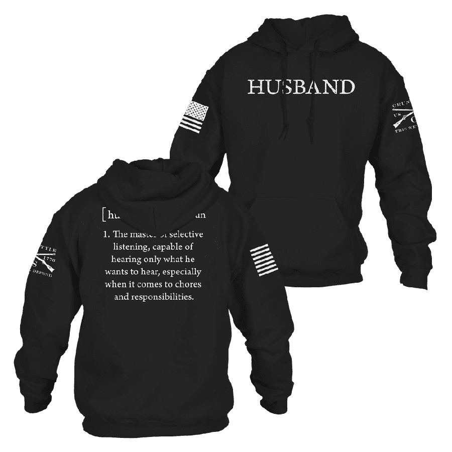 Black 'Husband Defined' Cotton Hoodie