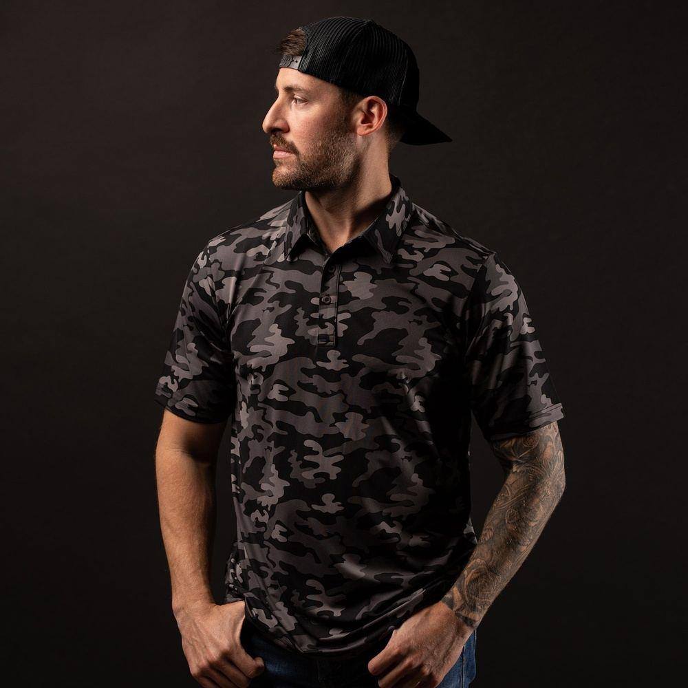 Men's Black Camo Polo Shirt