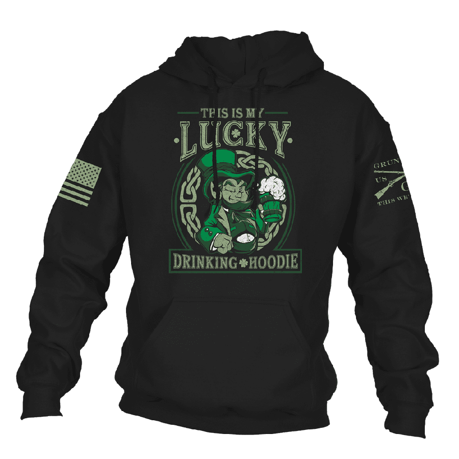 Black Lucky Hoodie with Drink Pocket