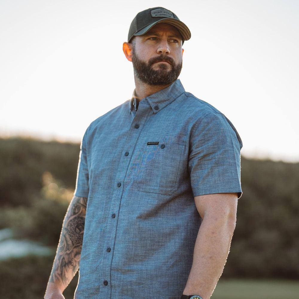 Men's Navy Chambray Shirt for Everyday Wear