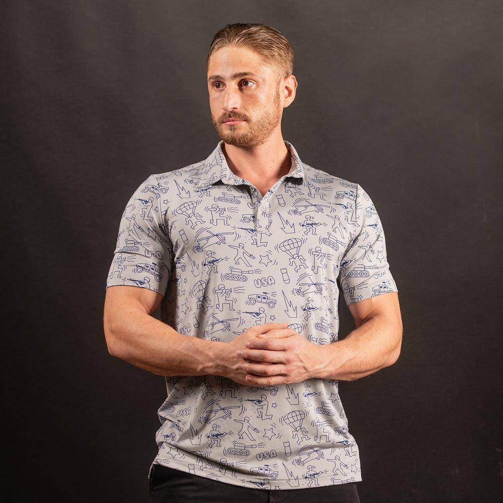 Military Pop Art Polo Shirt for Men