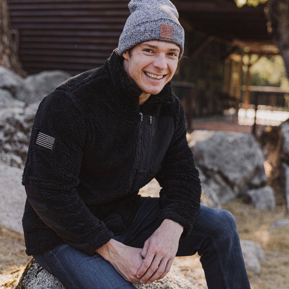 Men's Black Sherpa Fleece Jacket - Cozy Winter Wear