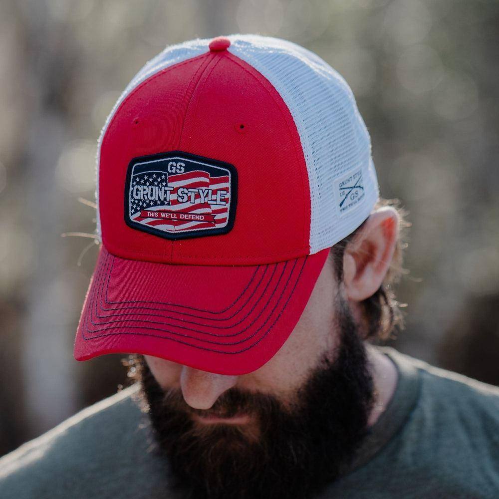 Red Old Glory Embroidered Baseball Cap