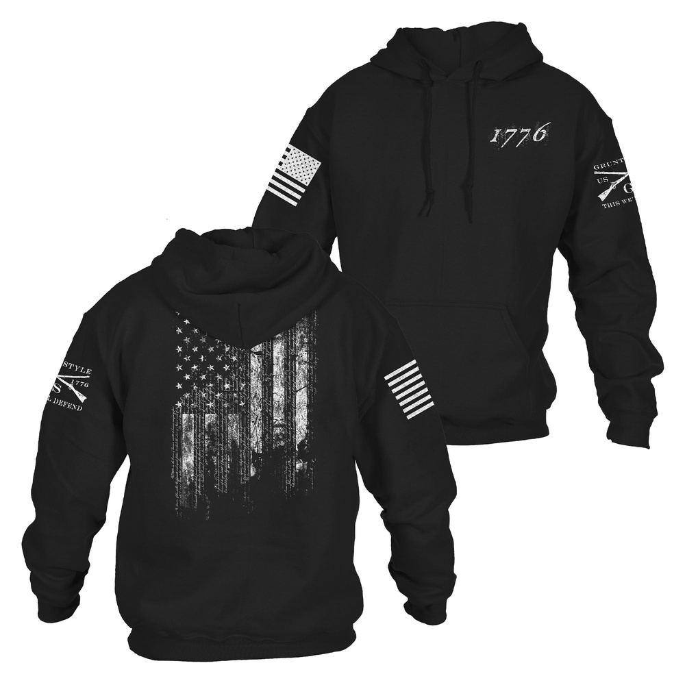 Black 1776 Flag Hoodie - Patriotic Pullover