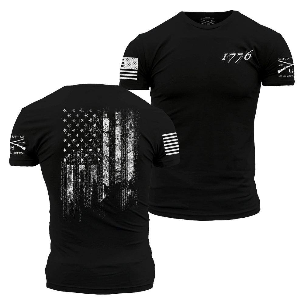 Black 1776 Patriotic Flag T-Shirt