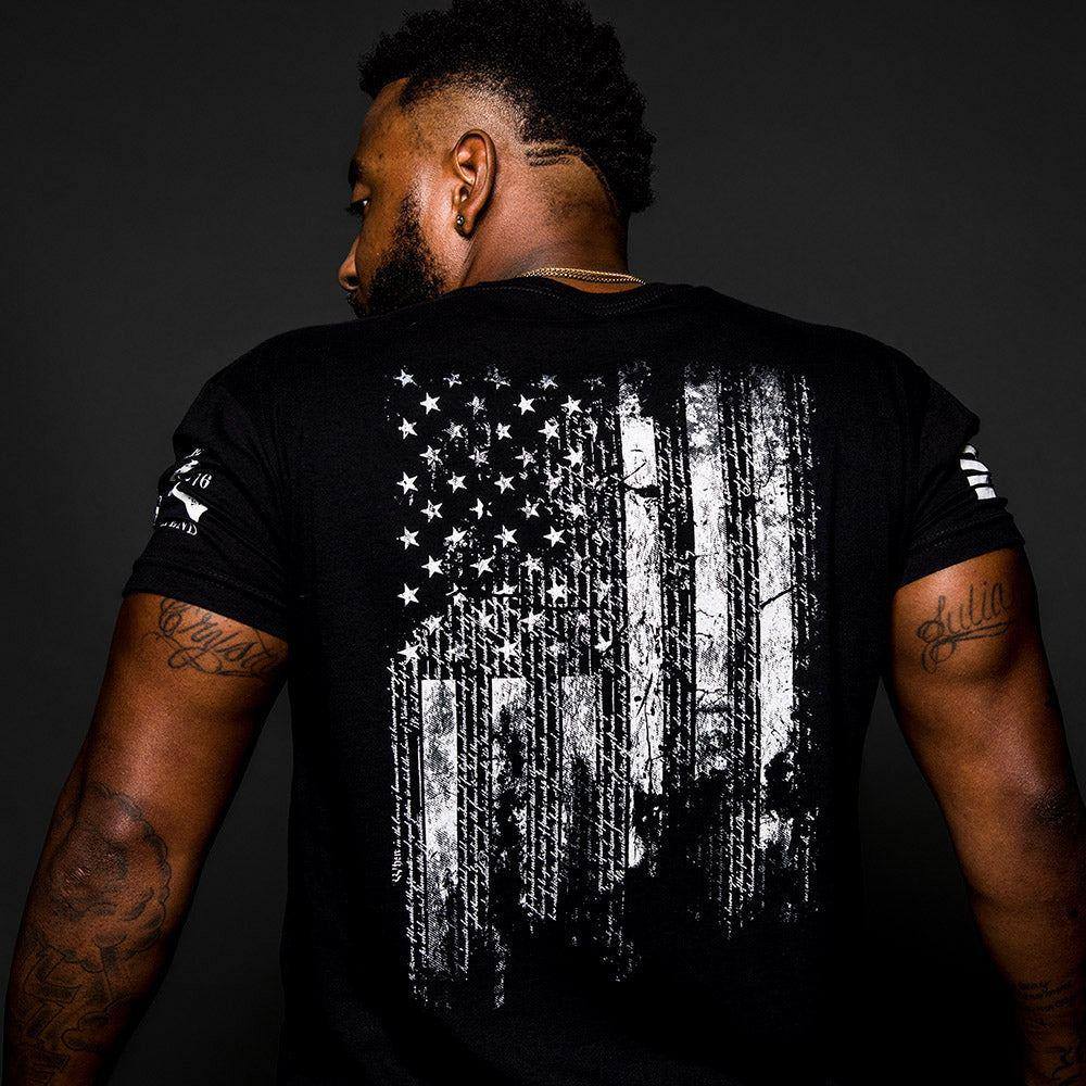 Black 1776 Patriotic Flag T-Shirt