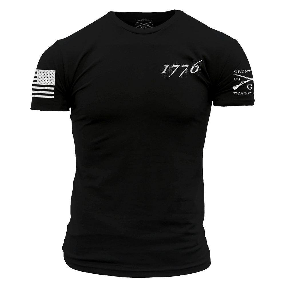 Black 1776 Patriotic Flag T-Shirt