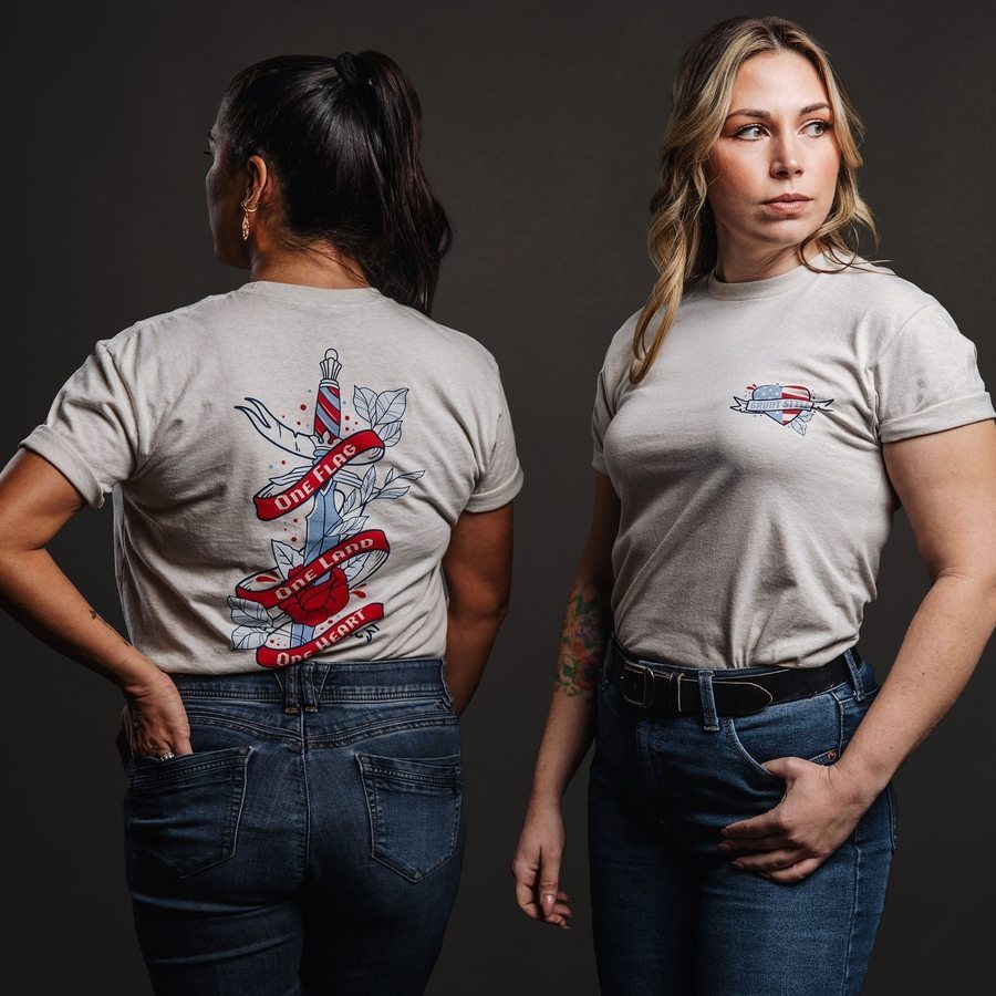 Women's Relaxed Fit Flag Graphic Tee - Sand