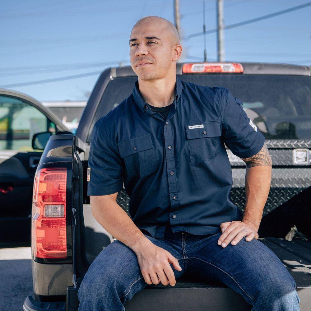 Navy Men's Button-Down Shirt for Work & Casual