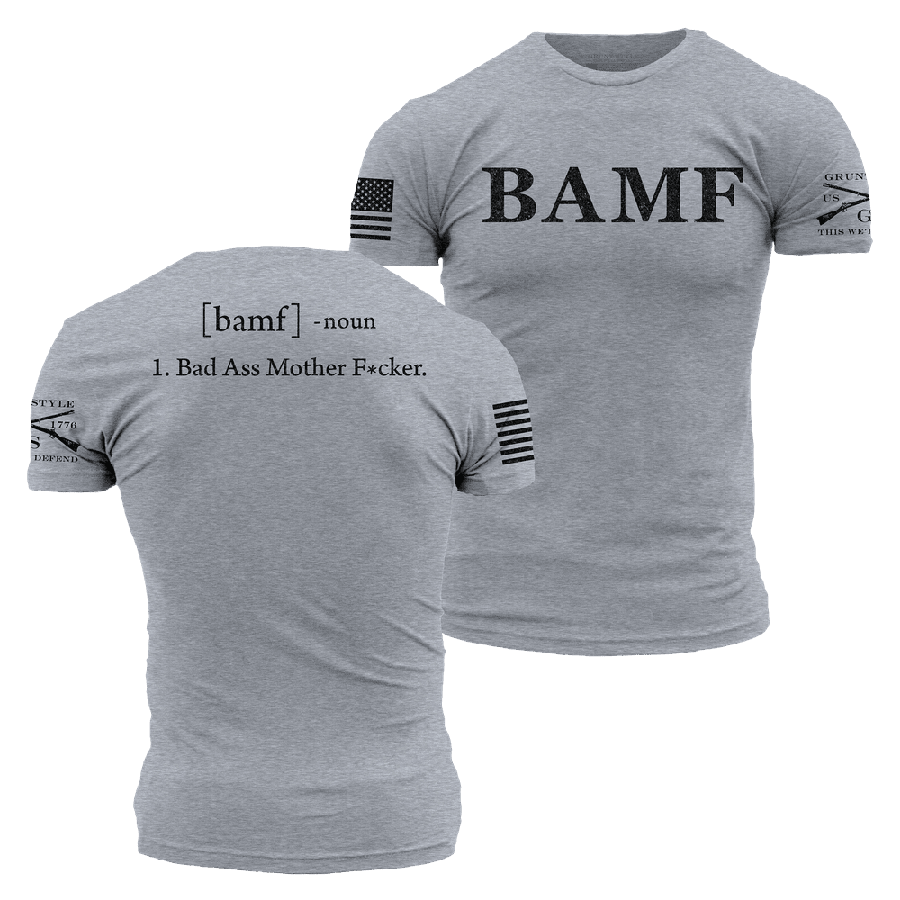 BAMF Graphic Tee in Dark Heather Gray